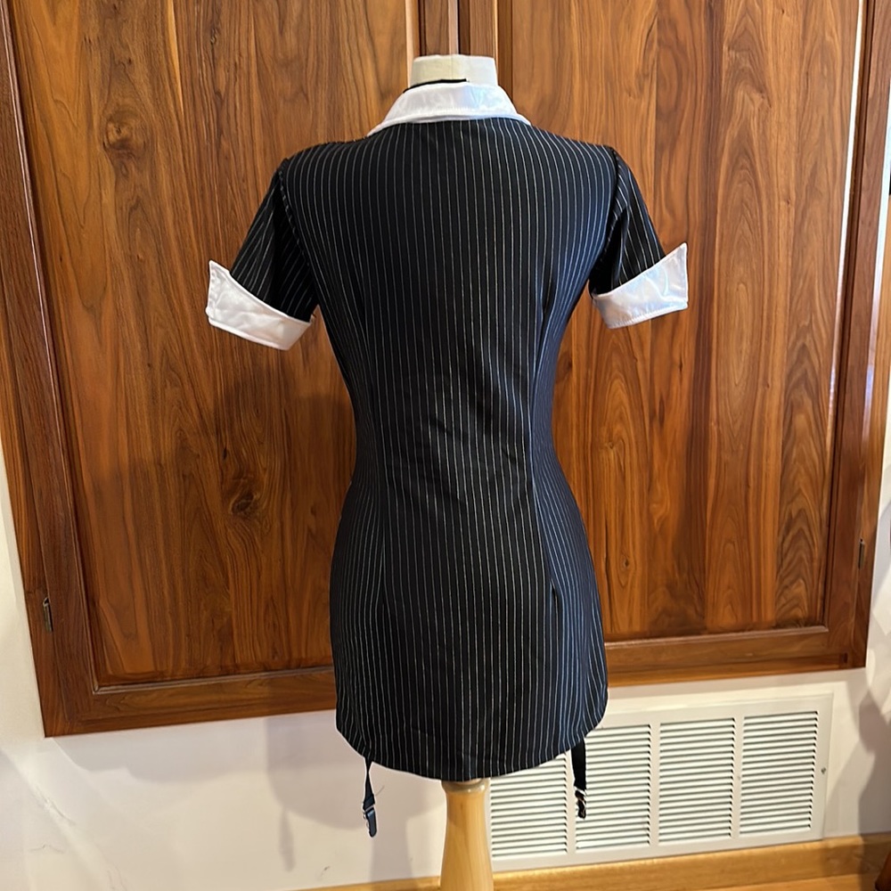 Leg Avenue Gangster Costume Pinstripe Dress Mob Boss Halloween Outfit L - Picture 6 of 10